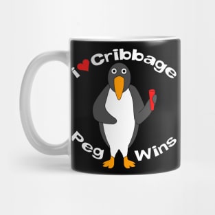 Cribbage Peg Wins White Text Mug